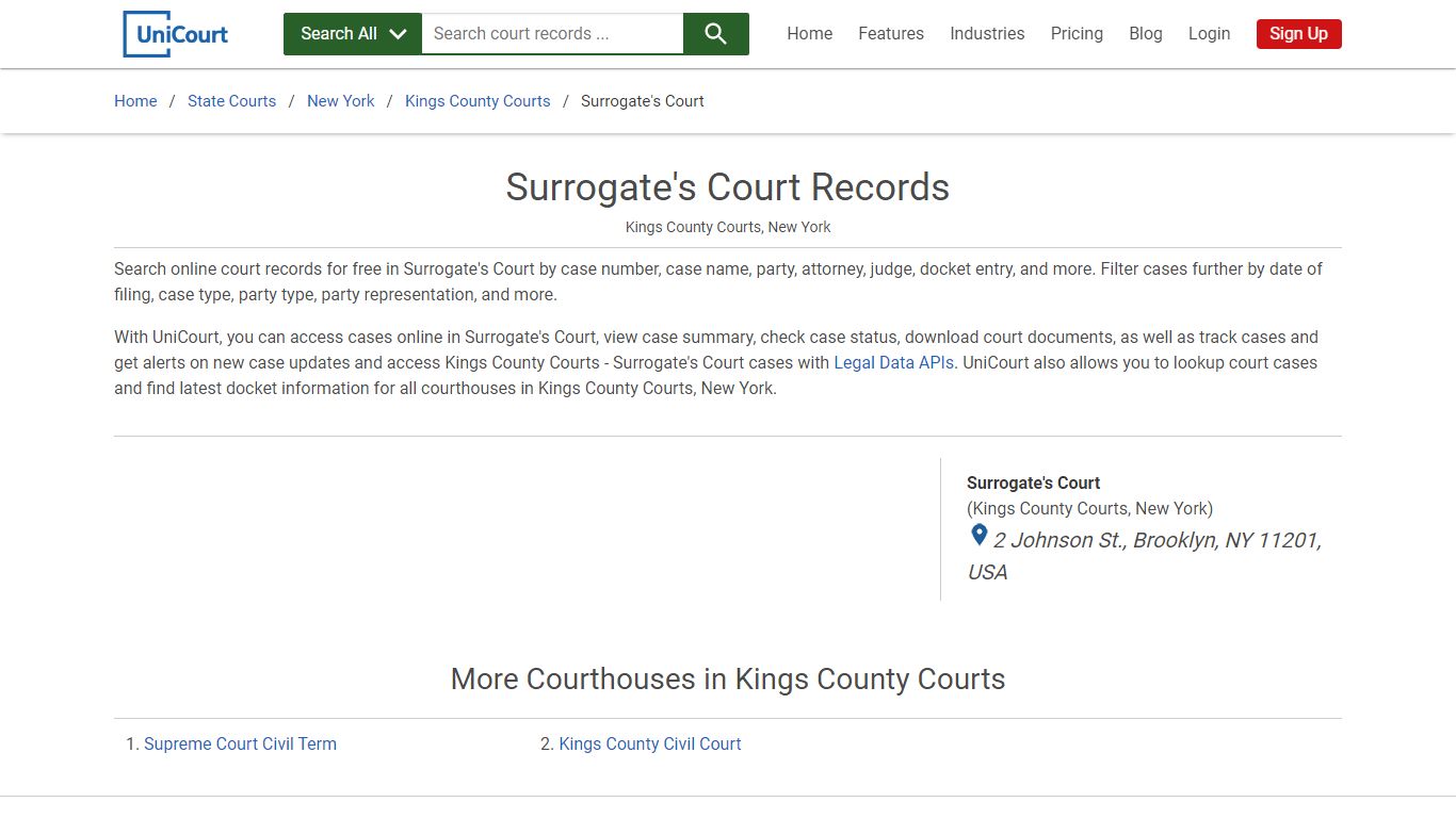 Surrogate's Court Records | Kings | UniCourt